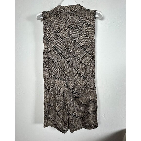 Anthropologie Hei Hei Womens Sleeveless Nova Romper Small Black/Tan Pockets NWOT - Picture 2 of 10
